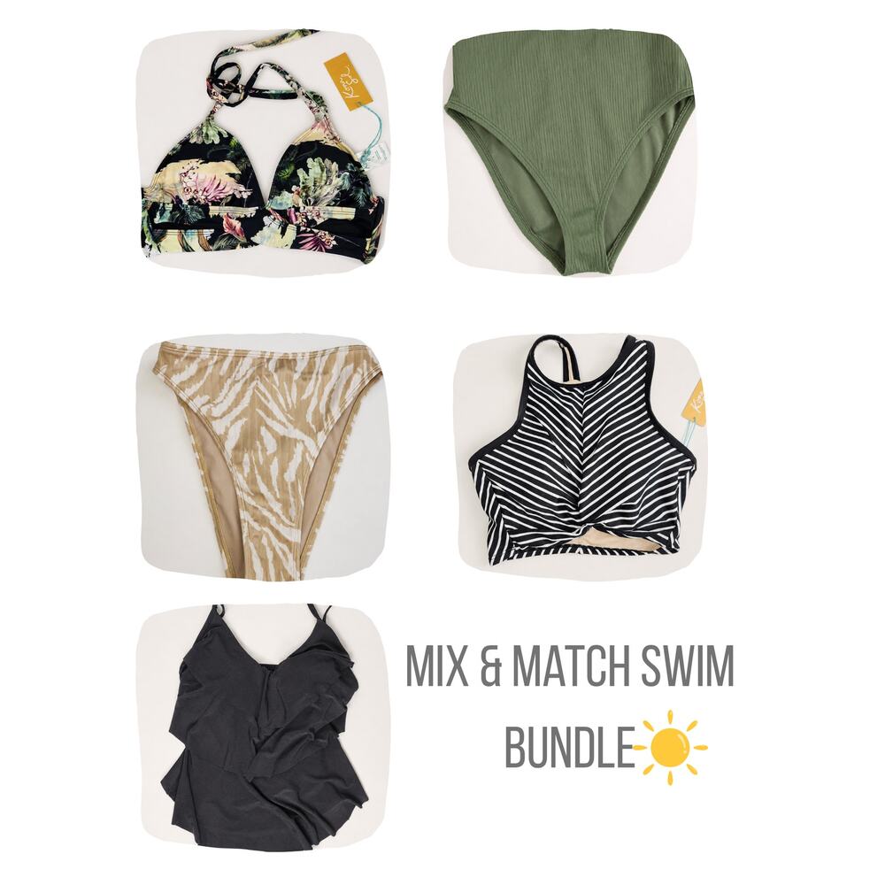Kona Sol Bikini Bundle S Tops XS Bottoms Mixed Print Swimwear Lot